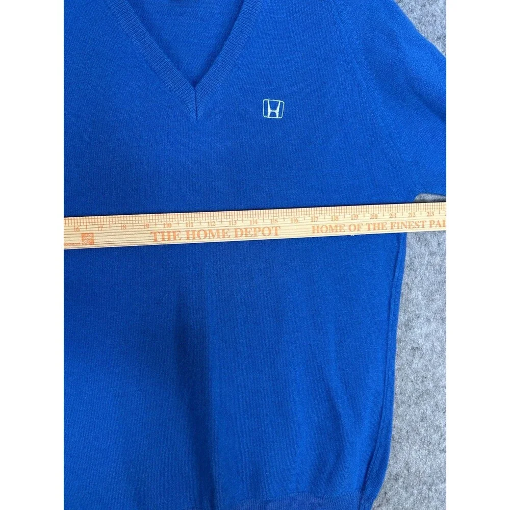 Vtg Honda Blue V-Neck Wool Long Sleeve Men’s Sweater XL